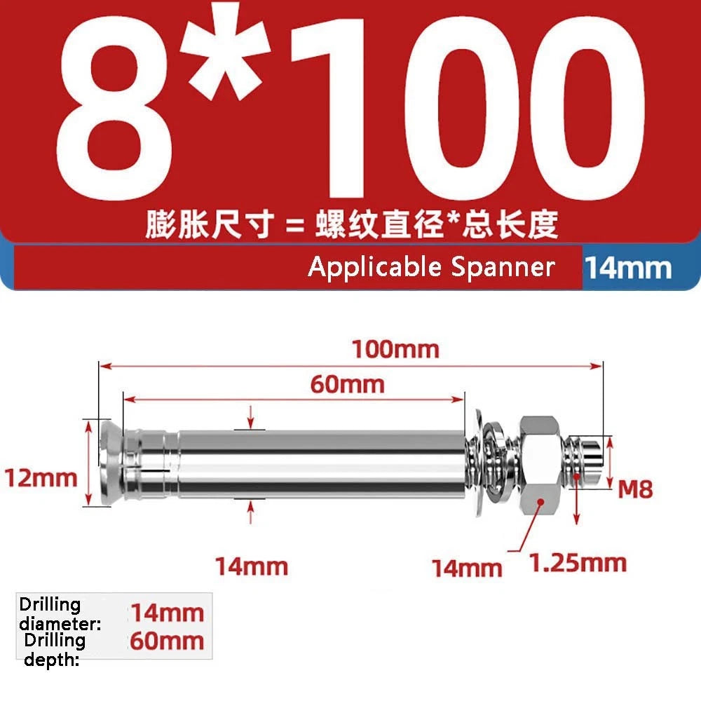 Stainless Steel Expansion Anchor Bolts — M8 to M20, 201 & 304, A/B Type