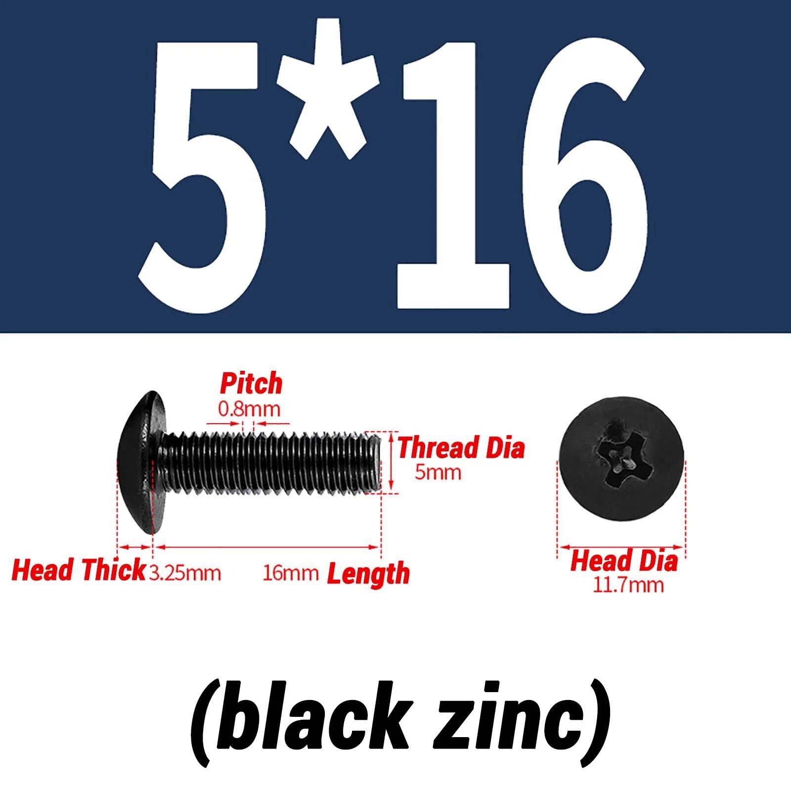 M2–M6 Pan Head Self‑Tapping Sheet Metal Screws – Black Oxide Carbon Steel