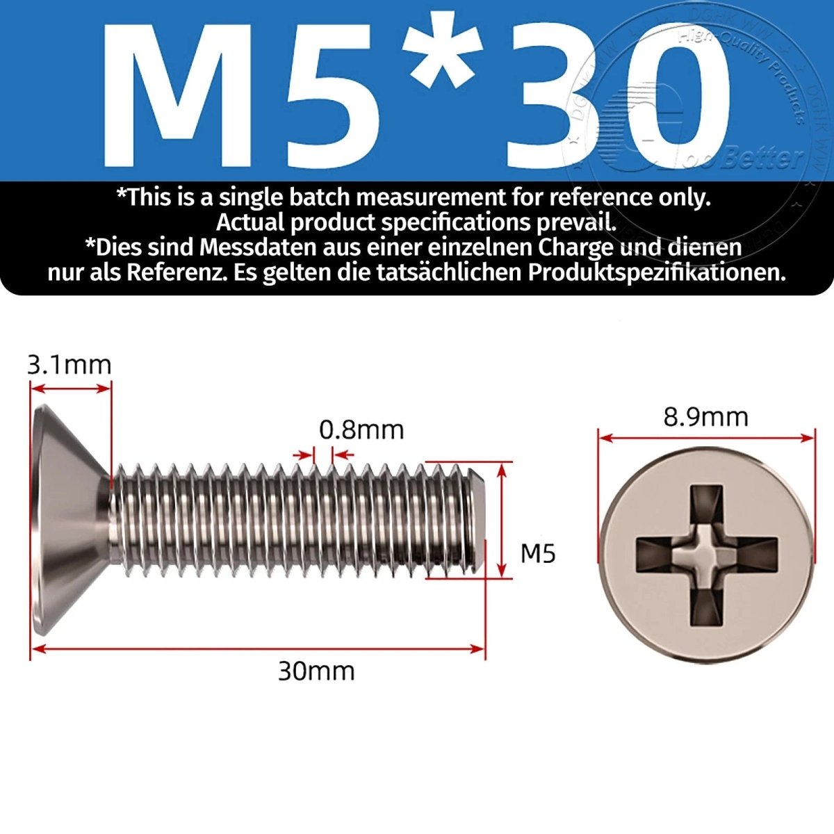 Titanium Phillips Flat Head Machine Screws — GR2 Countersunk, M2 to M8 - HomeDIYer