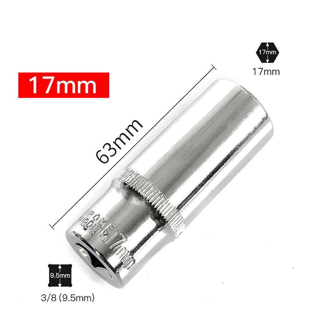 3/8" 6mm-24mm Hex Socket Drive Screwdriver Drill Set Ratchet Wrench Adapter Rod
