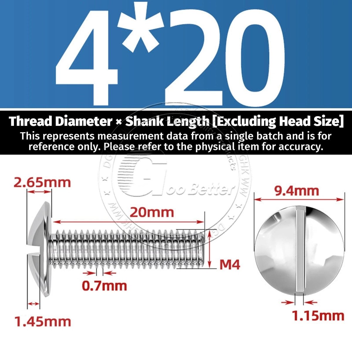 A2 Stainless Steel Mushroom Head Slotted Machine Screws — M2 to M8, Multiple Lengths - HomeDIYer