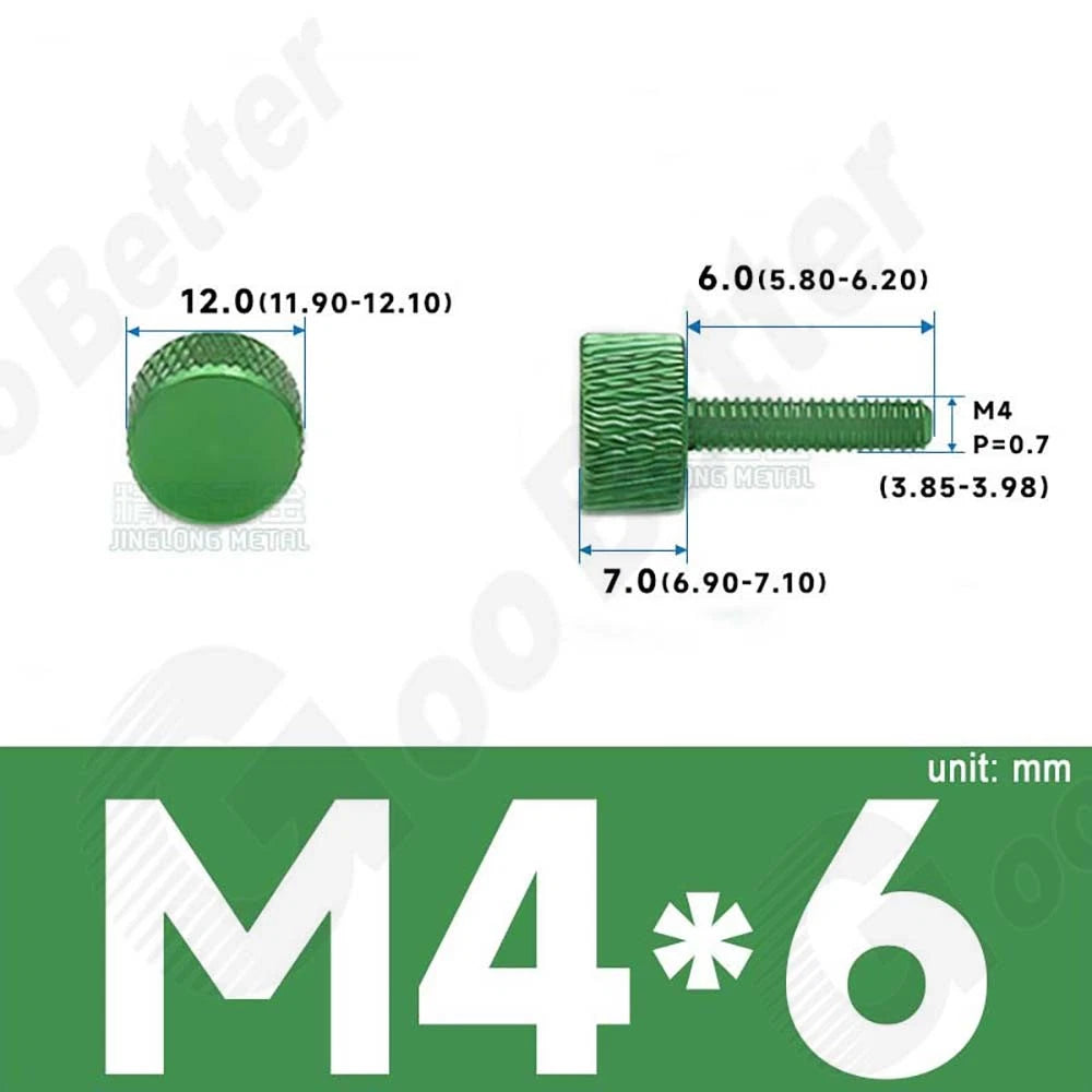 M3 M4 Knurled Thumb Screws – Aluminum Alloy Flat Head Hand Knob Bolts
