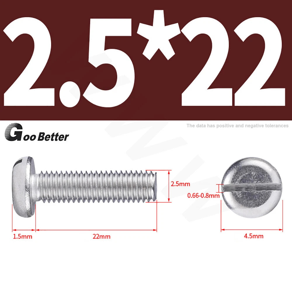 Slotted Pan Head Machine Screws – M1.6 to M4, A2 Stainless Steel, Fully Threaded, Lengths 3mm–60mm