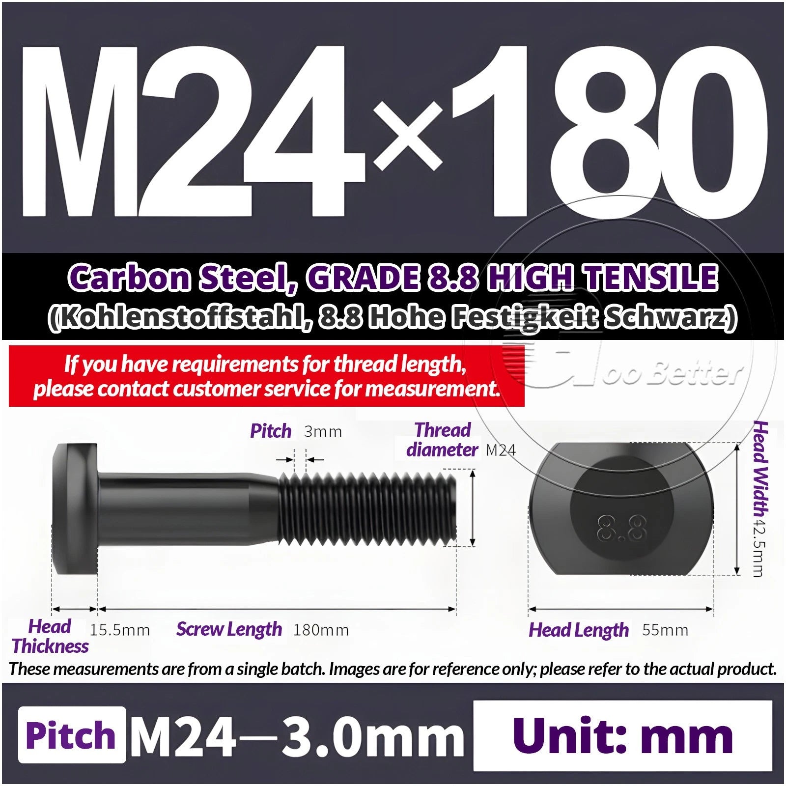 T-Slot Bolts M22 - M42 T Track Bolts 70mm to 500mm Long GRADE 8.8 HIGH TENSILE