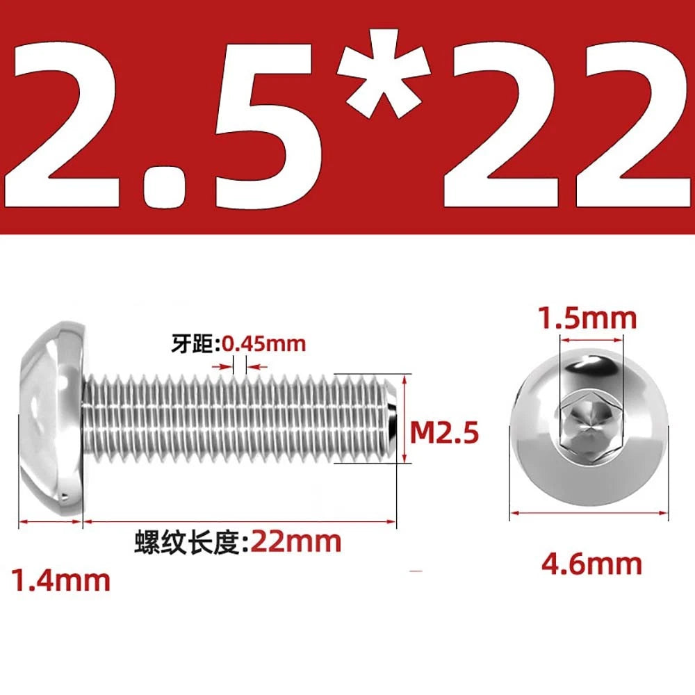 M1.6–M5 A2 Stainless Steel Button Head Socket Cap Screws – Round Pan Head, Hex Drive, Fully Threaded