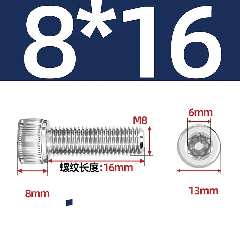 Socket Head Cap Screws – A2 Stainless Steel, M6 to M24, Hex Drive (DIN 912)