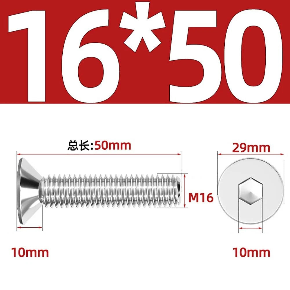 Countersunk Hex Socket Screws – A2 Stainless Steel, M2 to M16, DIN 7991, Fully Threaded