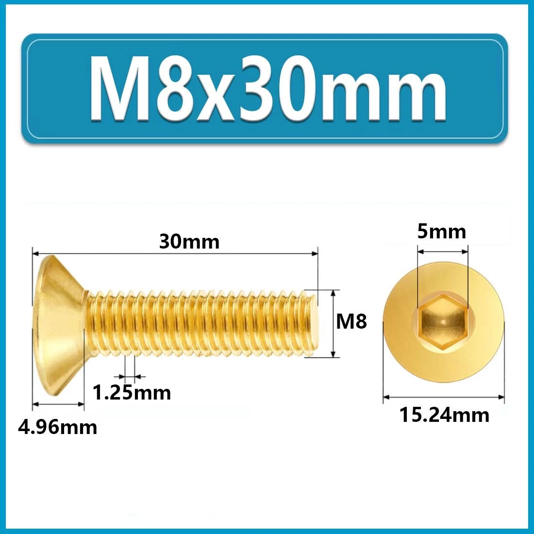Solid Brass Hex Socket Countersunk Machine Screws – M3 to M12, Allen Drive, Flat Head (8–50mm)
