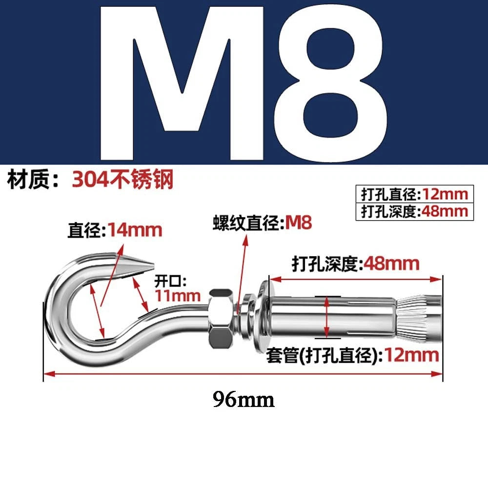 Concrete Eye Bolt Expansion Anchors — M6 M8 M10 M12 Hook Bolts for Concrete Walls