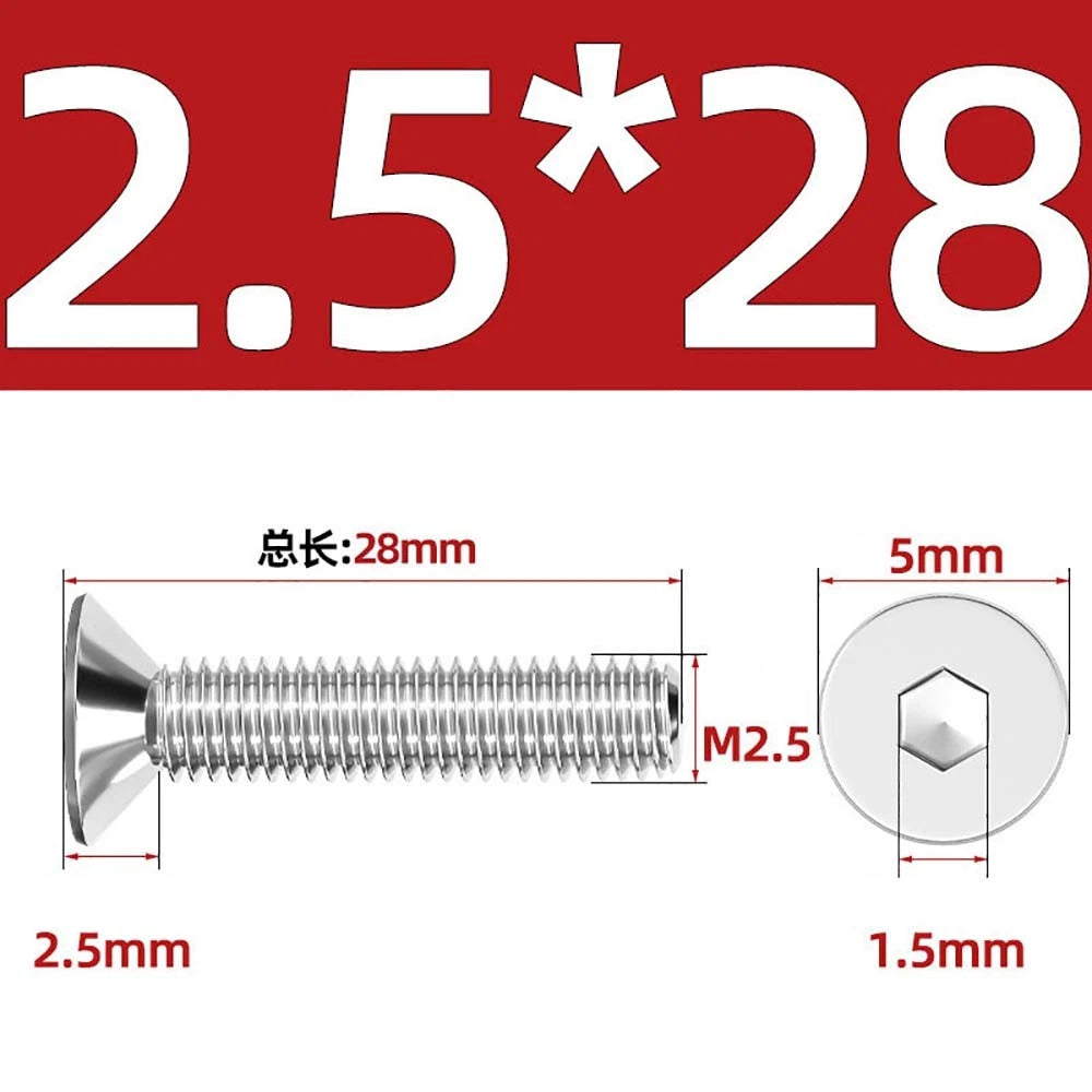 Countersunk Hex Socket Screws – A2 Stainless Steel, M2 to M16, DIN 7991, Fully Threaded