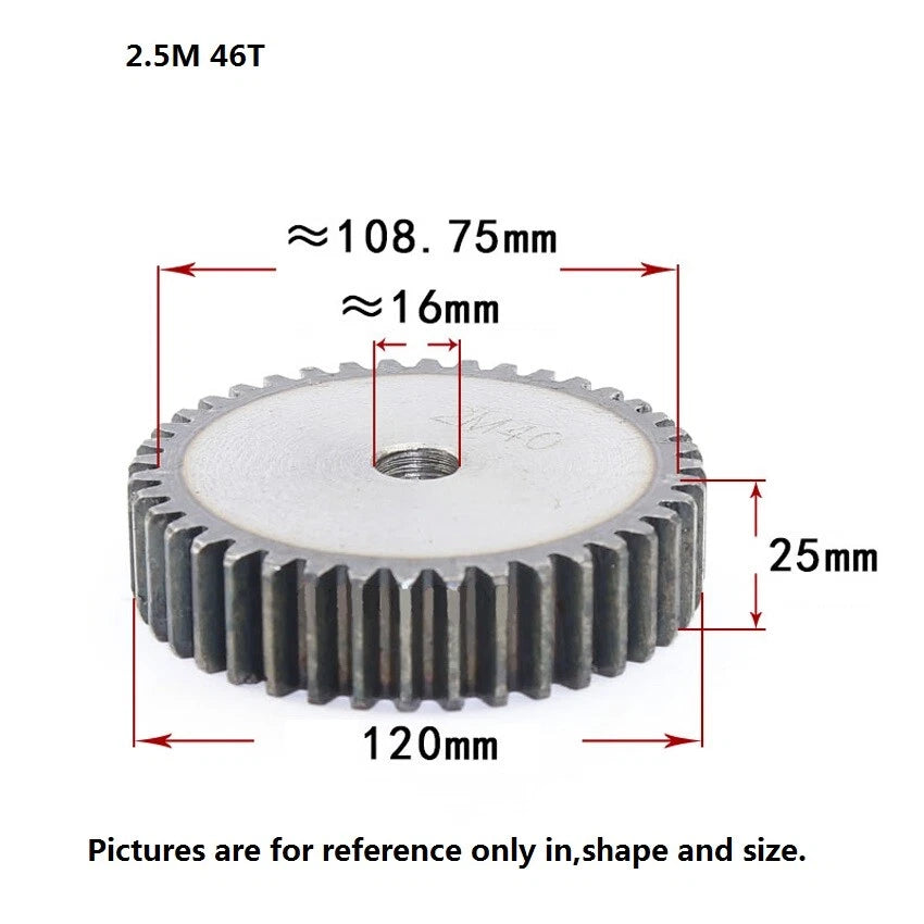 2.5 Mod 12T-75T Spur Gears pitch 7.85mm 45# Steel Pinion Motor Gear Thick 25mm