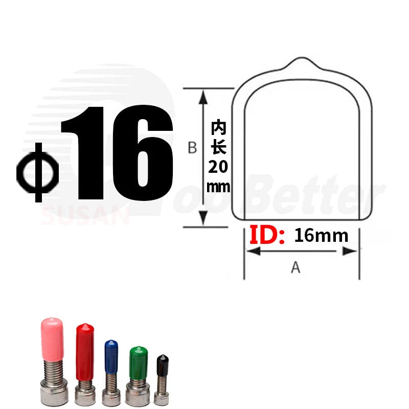 PVC End Caps for Screws, Bolts, Rods & Tubes – Thread Cover Protector, Cable Insulation Caps (1.3mm – 90mm, Black, 15-50mm Lengths)