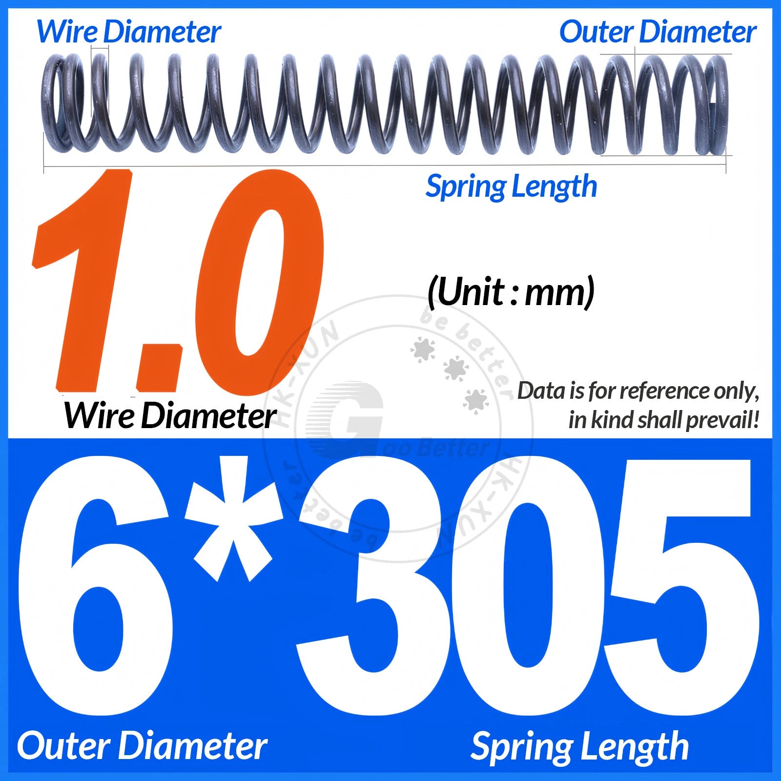 Length 305mm Compression Spring Pressure Springs OD 3-60mm Wire Dia 0.3mm-6.0mm