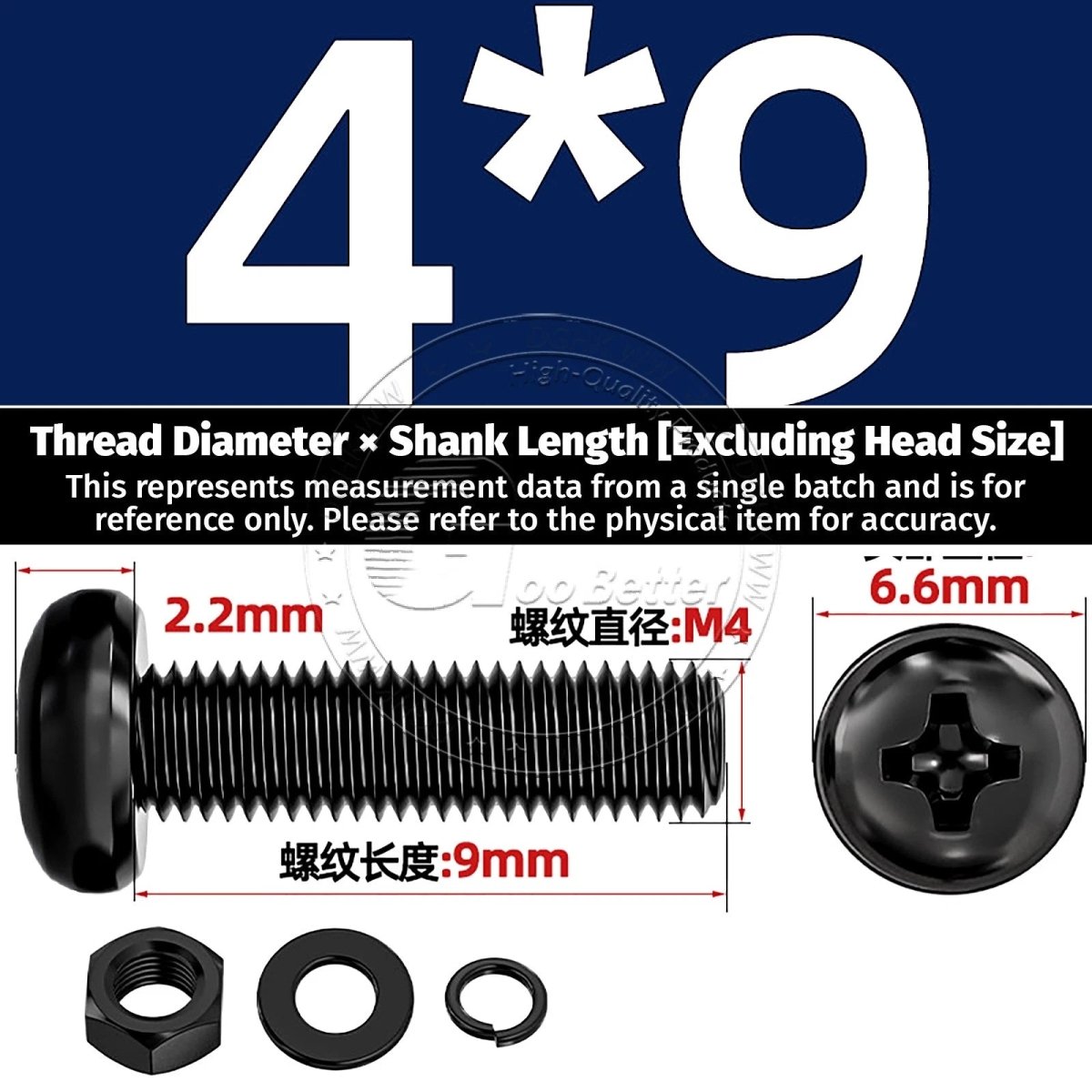 Black Phillips Pan Head Machine Screws with Washers — Metric M2 to M6 - HomeDIYer
