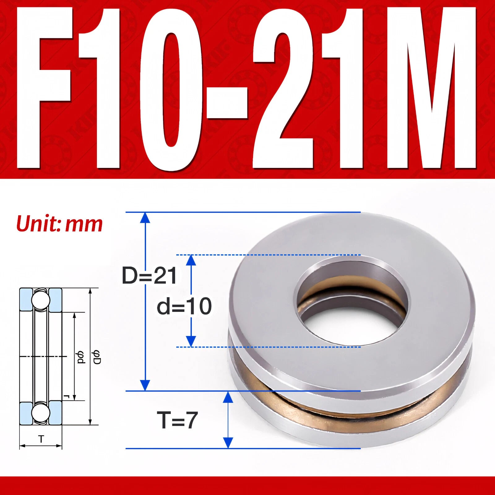 Plane Axial Ball Bearing Thrust Bearings F2-6M - F13-22M- 51100 - 51413 Series