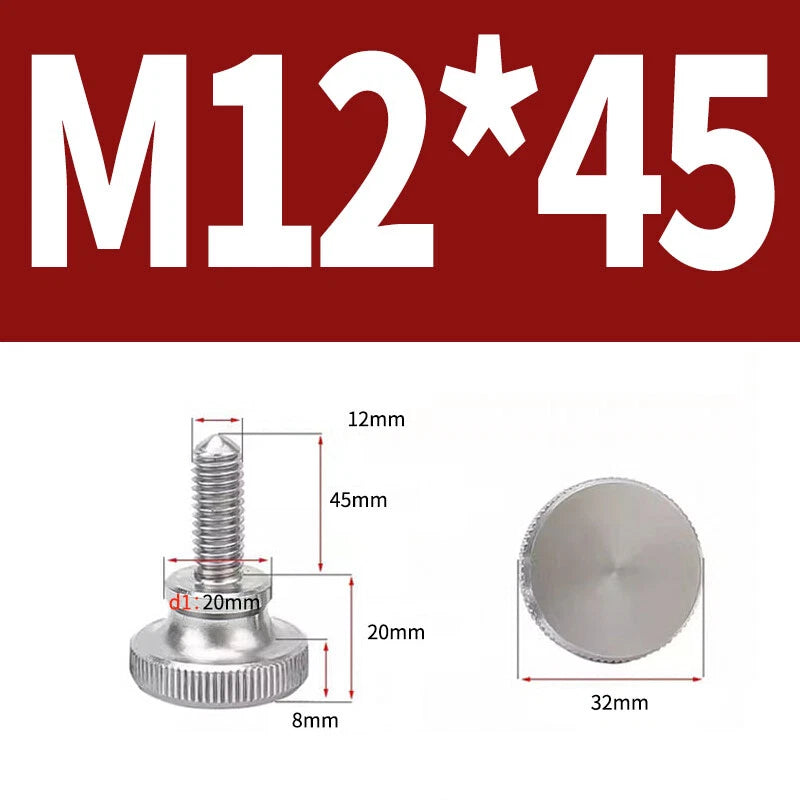 Knurled Thumb Screws Flat Round Head Grip Knob Adjustment Stainless Steel M8 M10