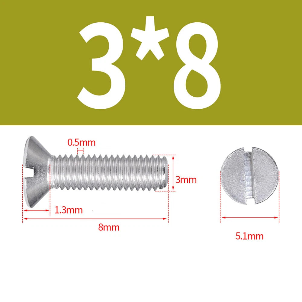 M1.6–M8 A2 Stainless Steel Flat Head Slotted Machine Screws | Countersunk Bolts