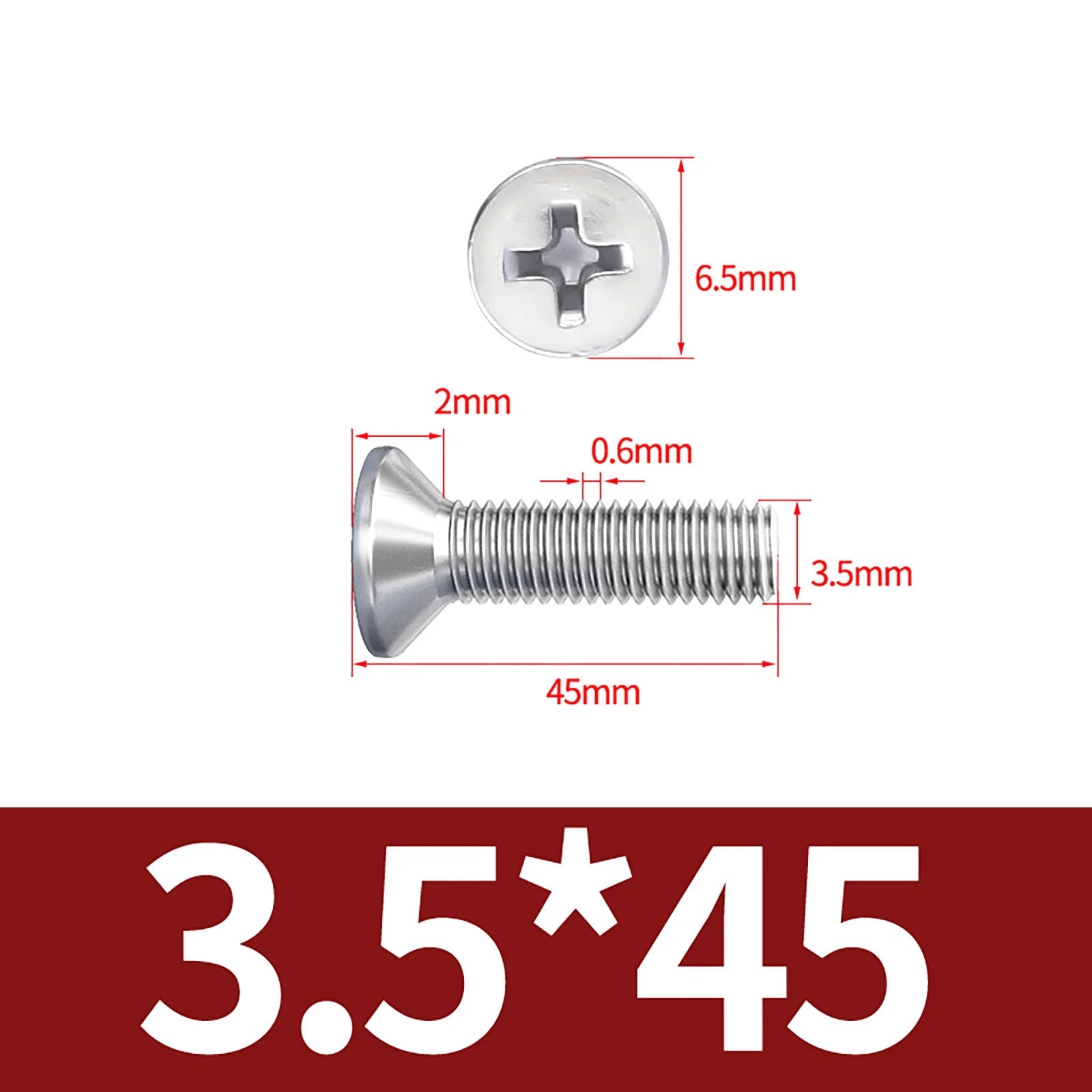 M3–M10 Phillips Countersunk Machine Screws – A2 Stainless Steel, Flat Head, Fully Threaded (3–100mm Overall Length)