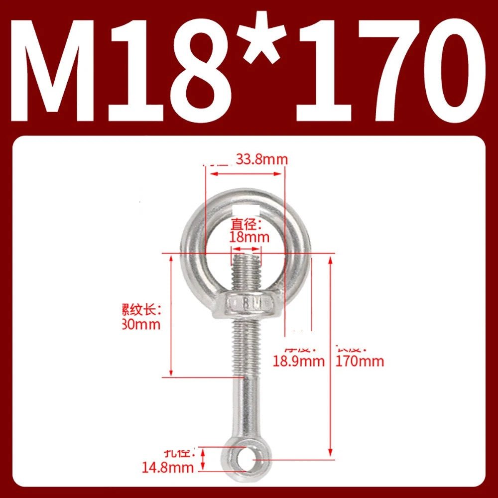 M14–M24 Lifting Eye Bolt & Eye Nut Set | 304 Stainless Steel | 50–200mm - HomeDIYer