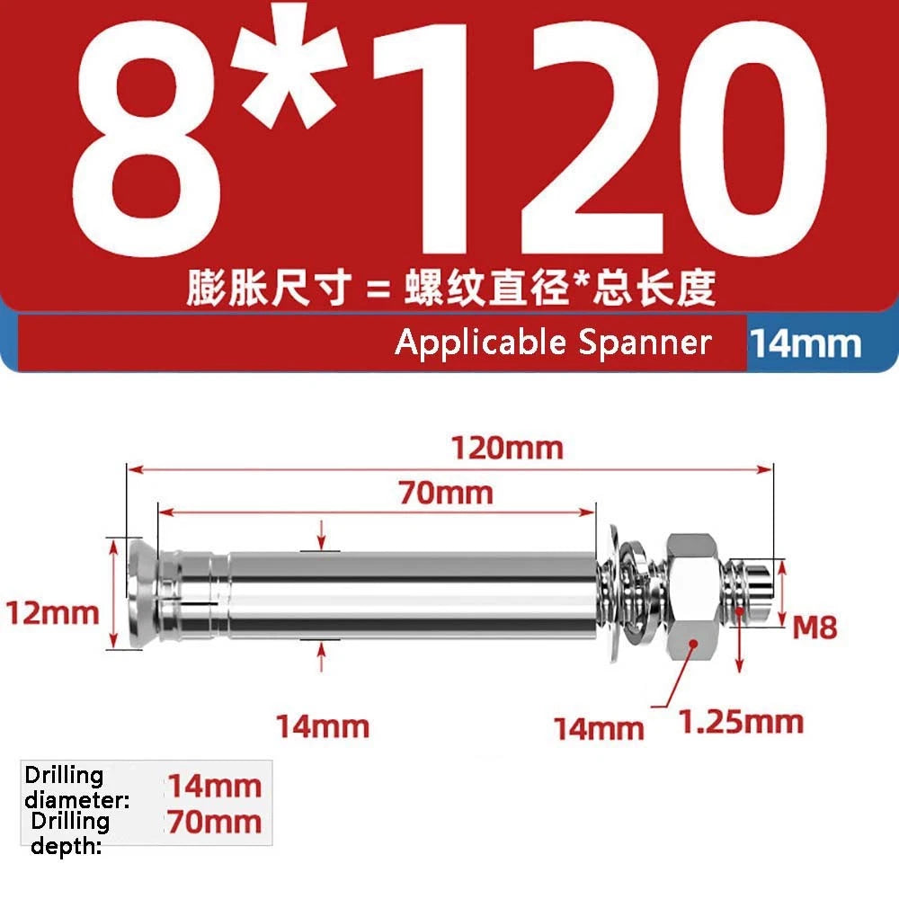Stainless Steel Expansion Anchor Bolts — M8 to M20, 201 & 304, A/B Type