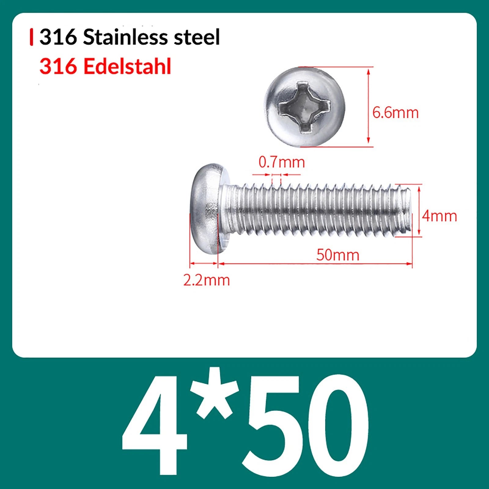 M2 M3 M4 M5 M6 M8 A4 Stainless Steel Phillips Pan Head Machine Screws – DIN 7985, Fully Threaded (4–80mm)