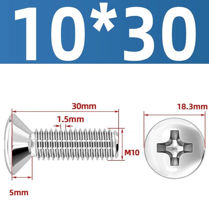 Phillips Oval Head Machine Screws Stainless Steel — M1.6 to M10, All Sizes - HomeDIYer