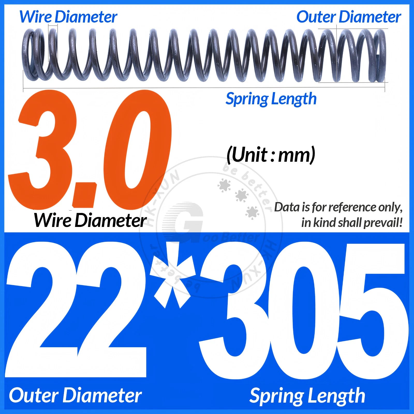 Length 305mm Compression Spring Pressure Springs OD 3-60mm Wire Dia 0.3mm-6.0mm