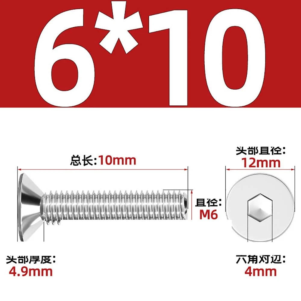 Countersunk Hex Socket Screws – A2 Stainless Steel, M2 to M16, DIN 7991, Fully Threaded