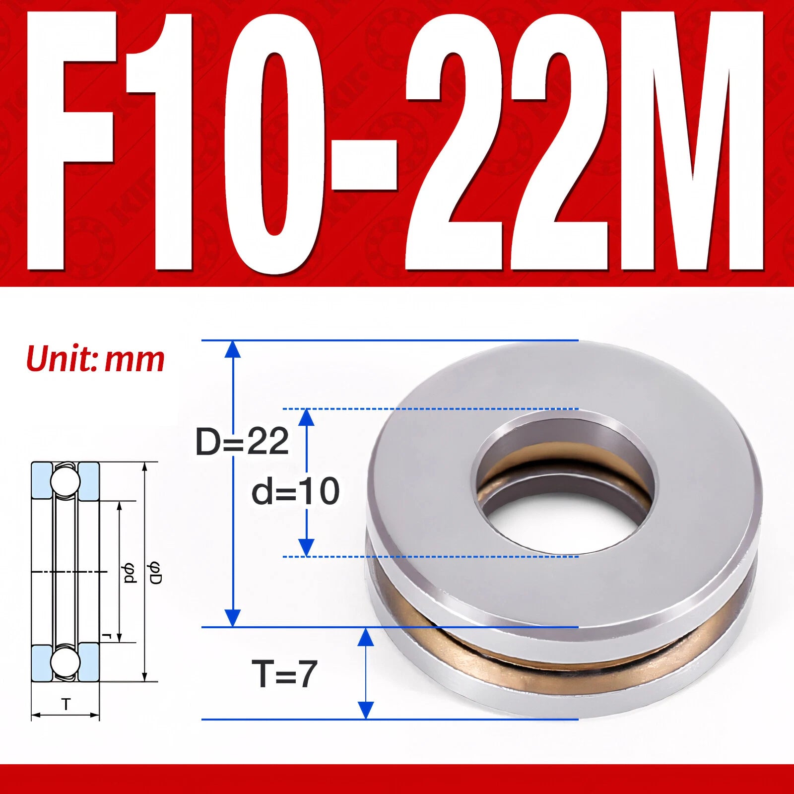 Plane Axial Ball Bearing Thrust Bearings F2-6M - F13-22M- 51100 - 51413 Series