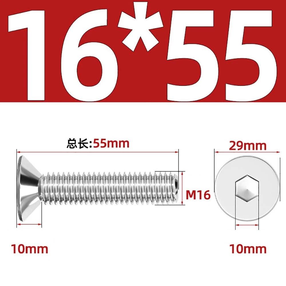 Countersunk Hex Socket Screws – A2 Stainless Steel, M2 to M16, DIN 7991, Fully Threaded