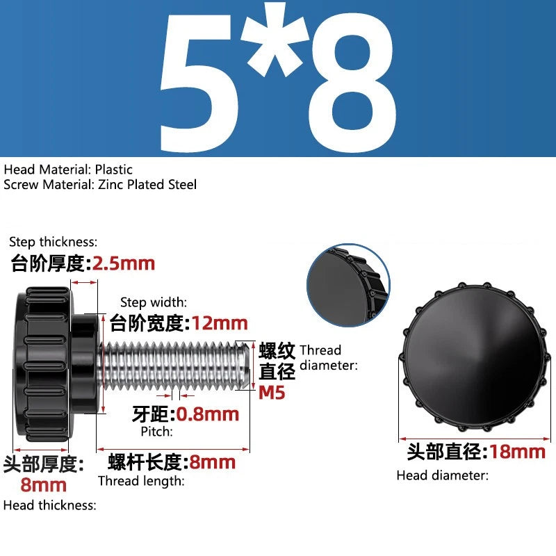 M3-M8 A2/304 Stainless Steel Plastic Knob Thumb Screws Hand Twist DIY Machinery