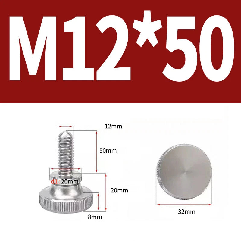 Knurled Thumb Screws Flat Round Head Grip Knob Adjustment Stainless Steel M8 M10