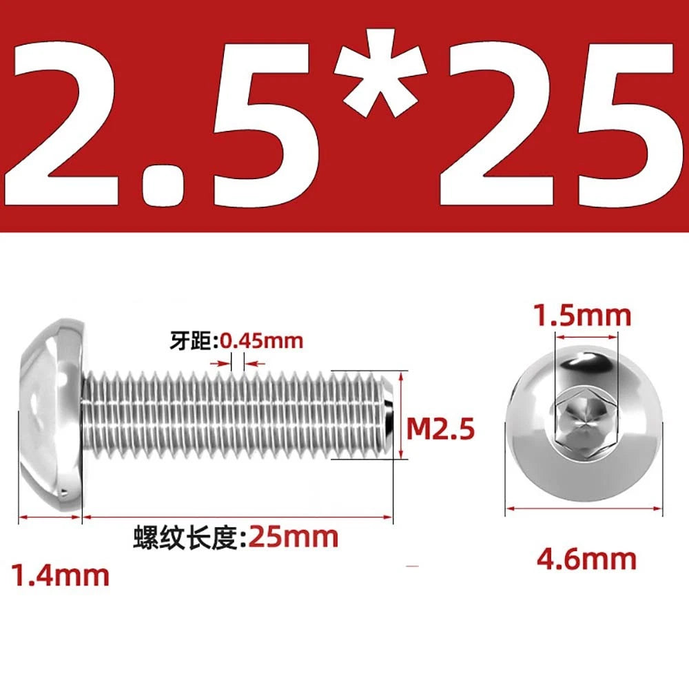M1.6–M5 A2 Stainless Steel Button Head Socket Cap Screws – Round Pan Head, Hex Drive, Fully Threaded
