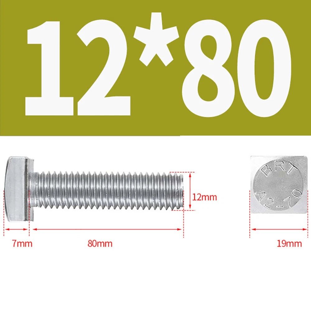 M8 M10 M12 Square Head Bolts Full Threaded 304 Stainless Steel 12–100mm - HomeDIYer
