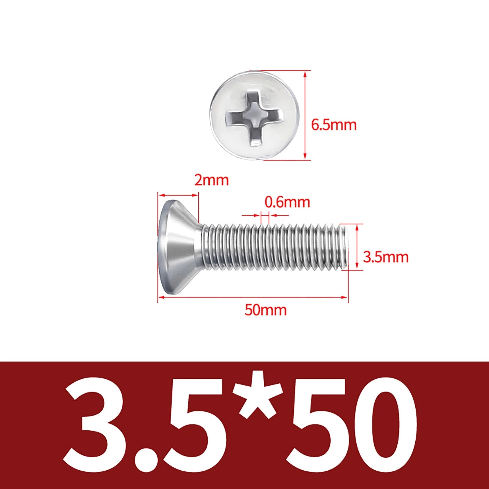 M3–M10 Phillips Countersunk Machine Screws – A2 Stainless Steel, Flat Head, Fully Threaded (3–100mm Overall Length)