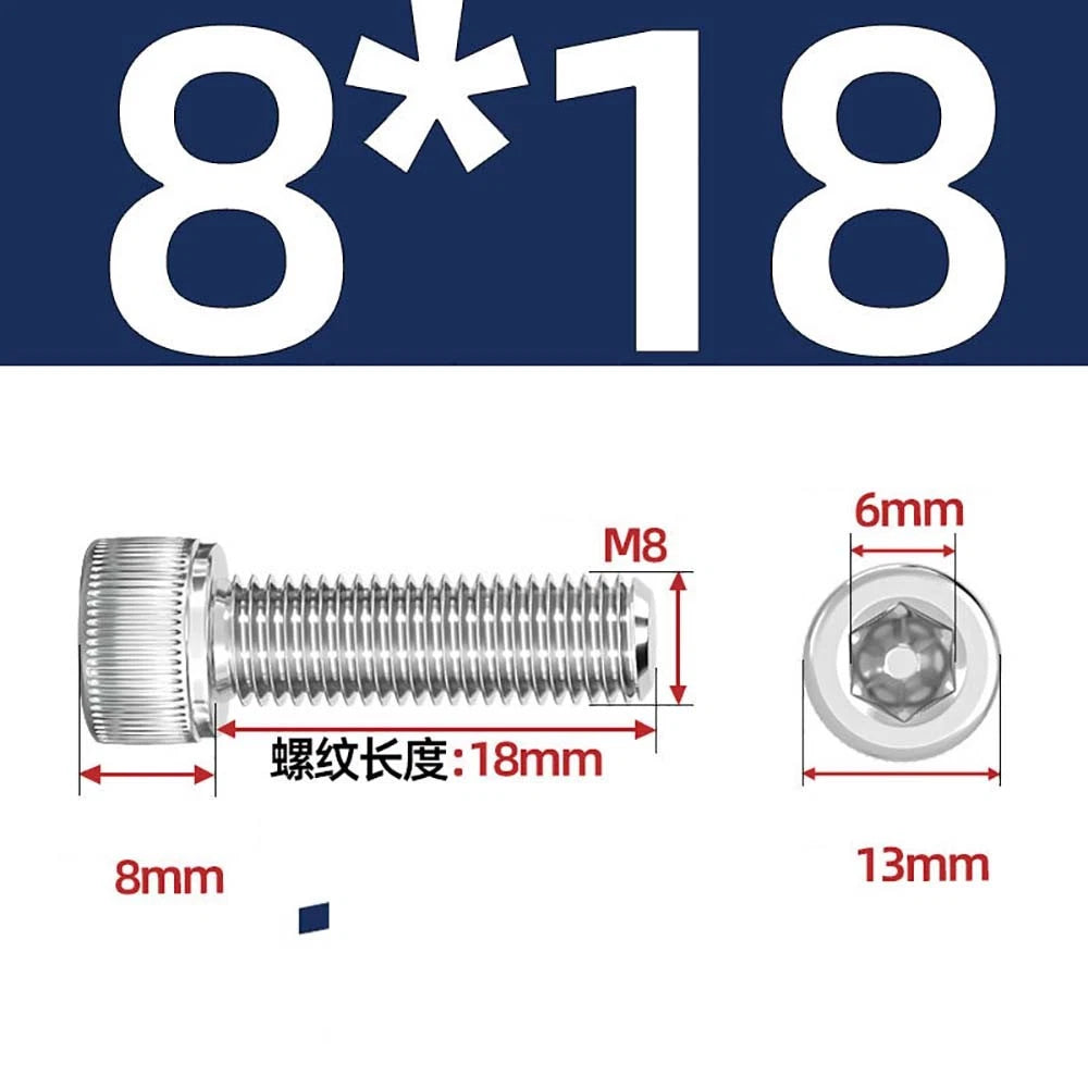 Socket Head Cap Screws – A2 Stainless Steel, M6 to M24, Hex Drive (DIN 912)