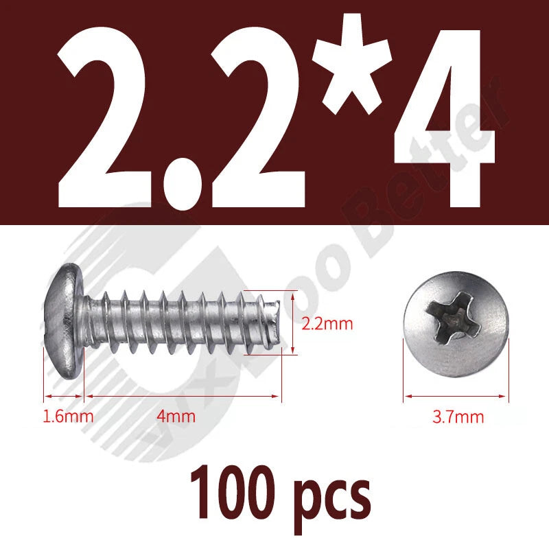 Pan Head Sheet Metal Screws Metric M1~M6 A2 Stainless Steel Sheet Metal Screws