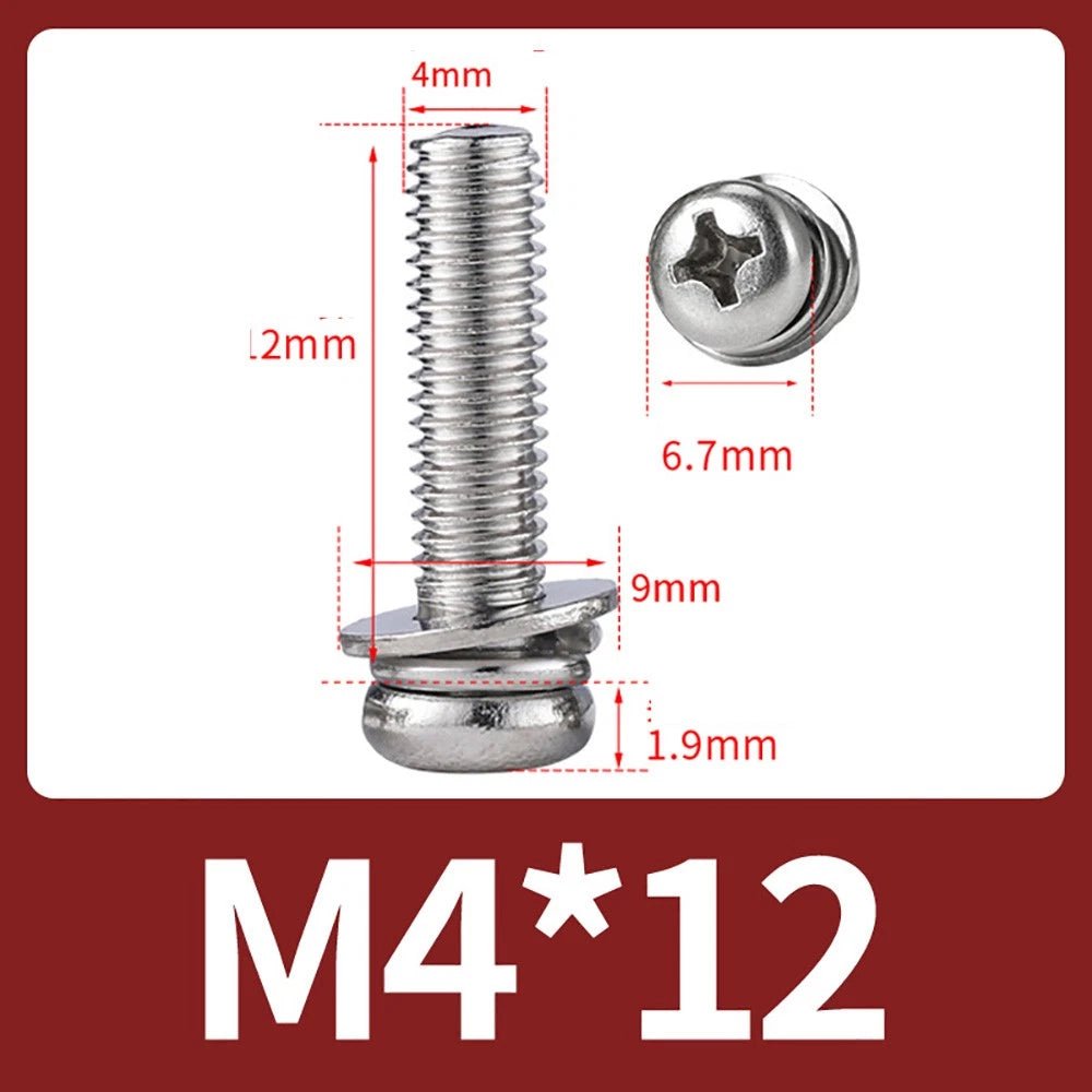 M2–M10 Phillips Button Head Machine Screws — 304 Stainless Steel - HomeDIYer