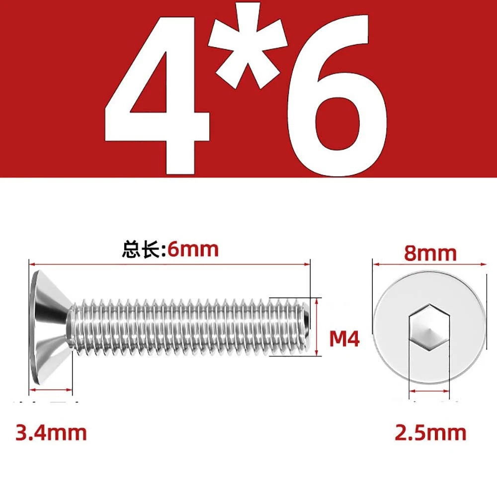 A4 Stainless Steel Countersunk Hex Socket Screws – Marine Grade, M2 to M16 (DIN 7991)