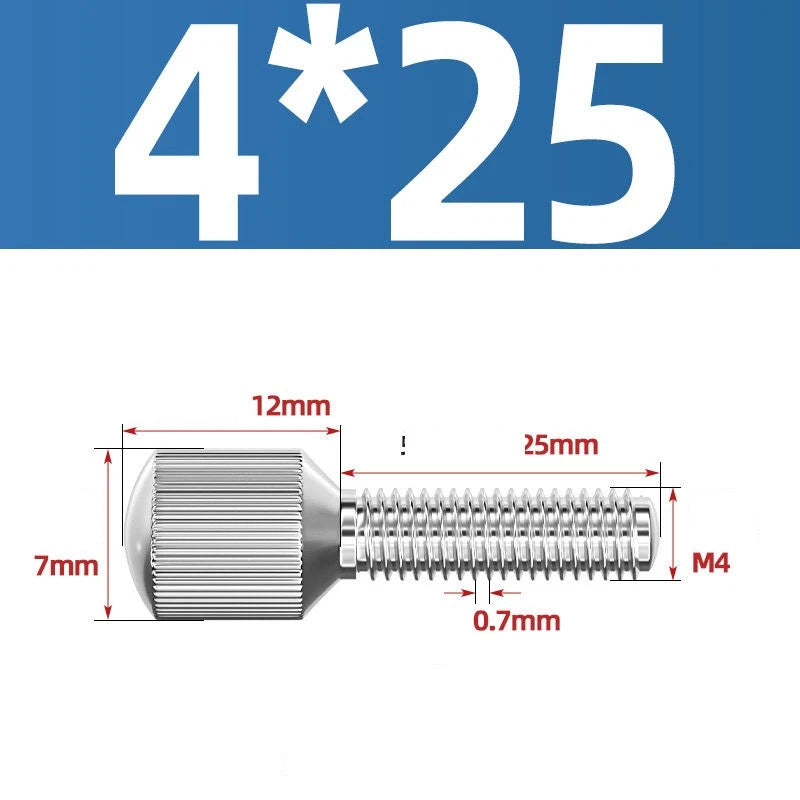 Knurled Thumb Screws – 304 Stainless Steel Small Head Thumbscrew Bolts M2–M8