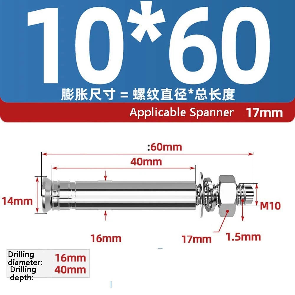 Stainless Steel Expansion Anchor Bolts — M8 to M20, 201 & 304, A/B Type