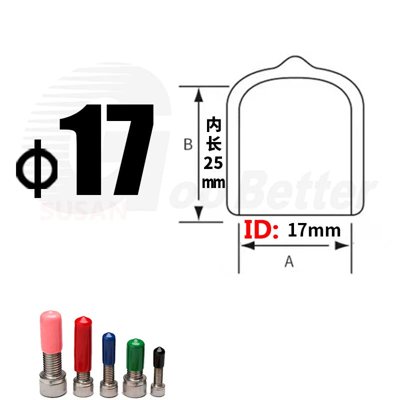 PVC End Caps for Screws, Bolts, Rods & Tubes – Thread Cover Protector, Cable Insulation Caps (1.3mm – 90mm, Black, 15-50mm Lengths)
