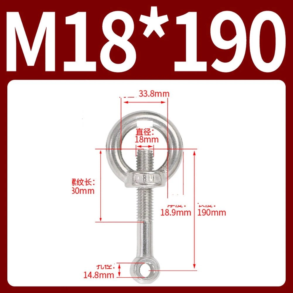 M14–M24 Lifting Eye Bolt & Eye Nut Set | 304 Stainless Steel | 50–200mm - HomeDIYer