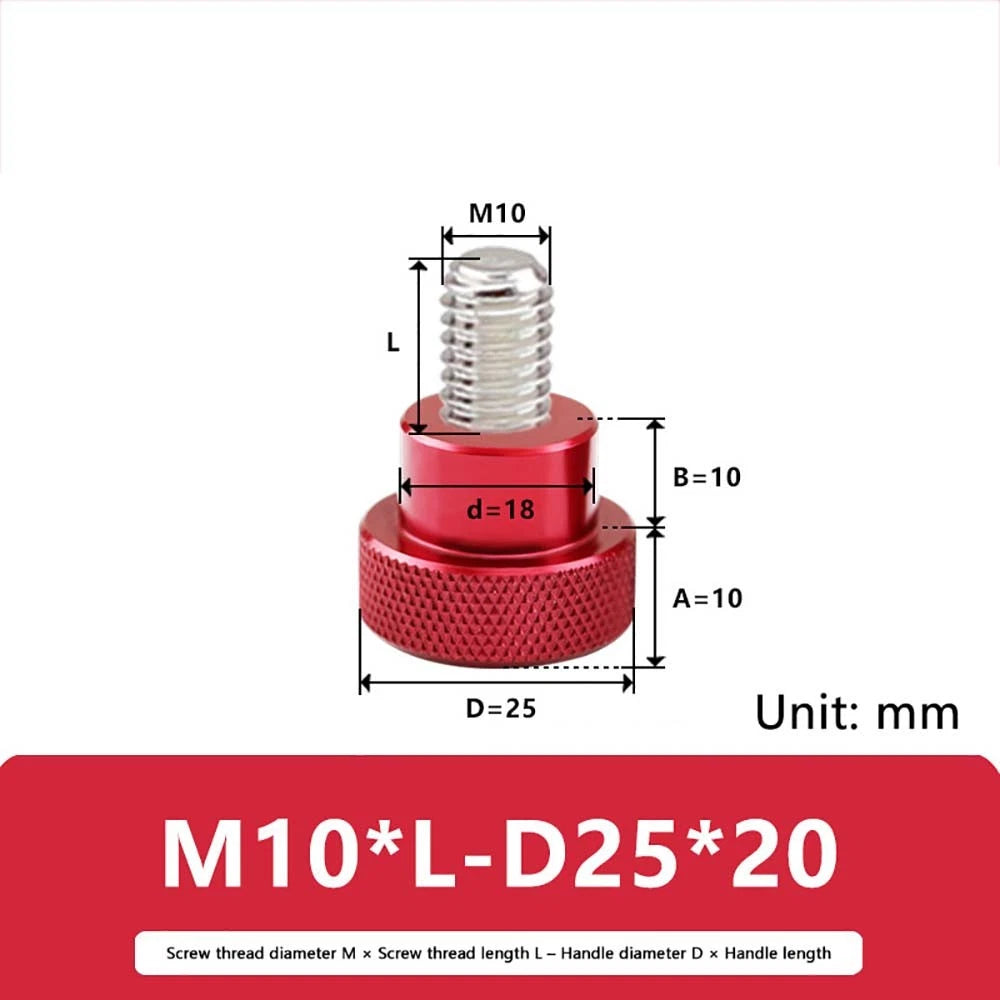 M6 M10 Knurled Thumb Screws Hand Grip Knob Bolt Stainless Steel & Aluminum Alloy