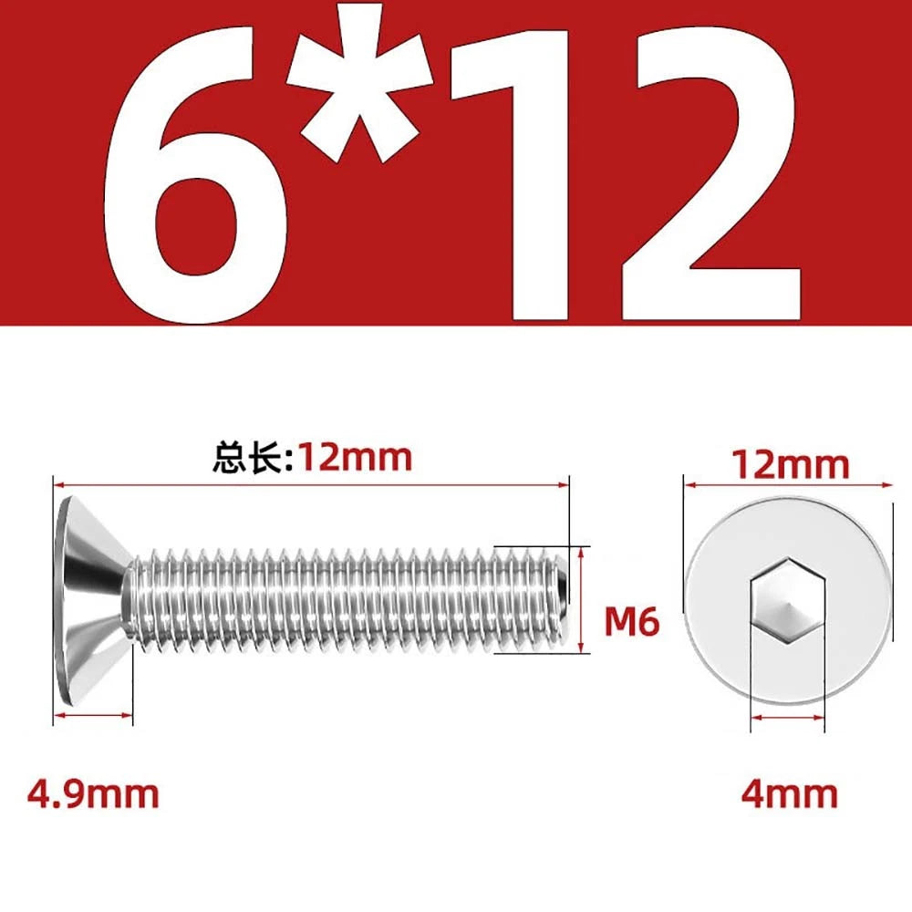 Countersunk Hex Socket Screws – A2 Stainless Steel, M2 to M16, DIN 7991, Fully Threaded