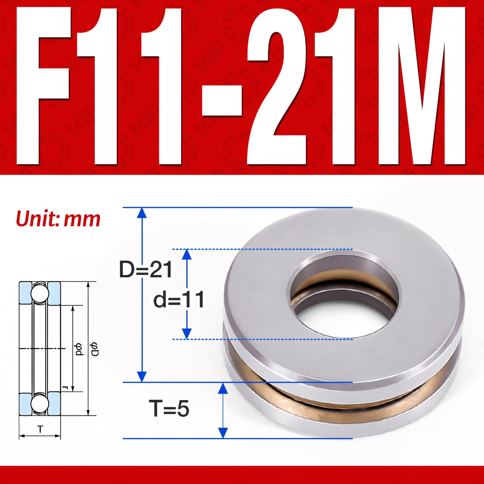 Plane Axial Ball Bearing Thrust Bearings F2-6M - F13-22M- 51100 - 51413 Series