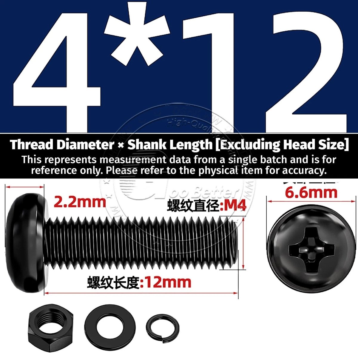 Black Phillips Pan Head Machine Screws with Washers — Metric M2 to M6 - HomeDIYer
