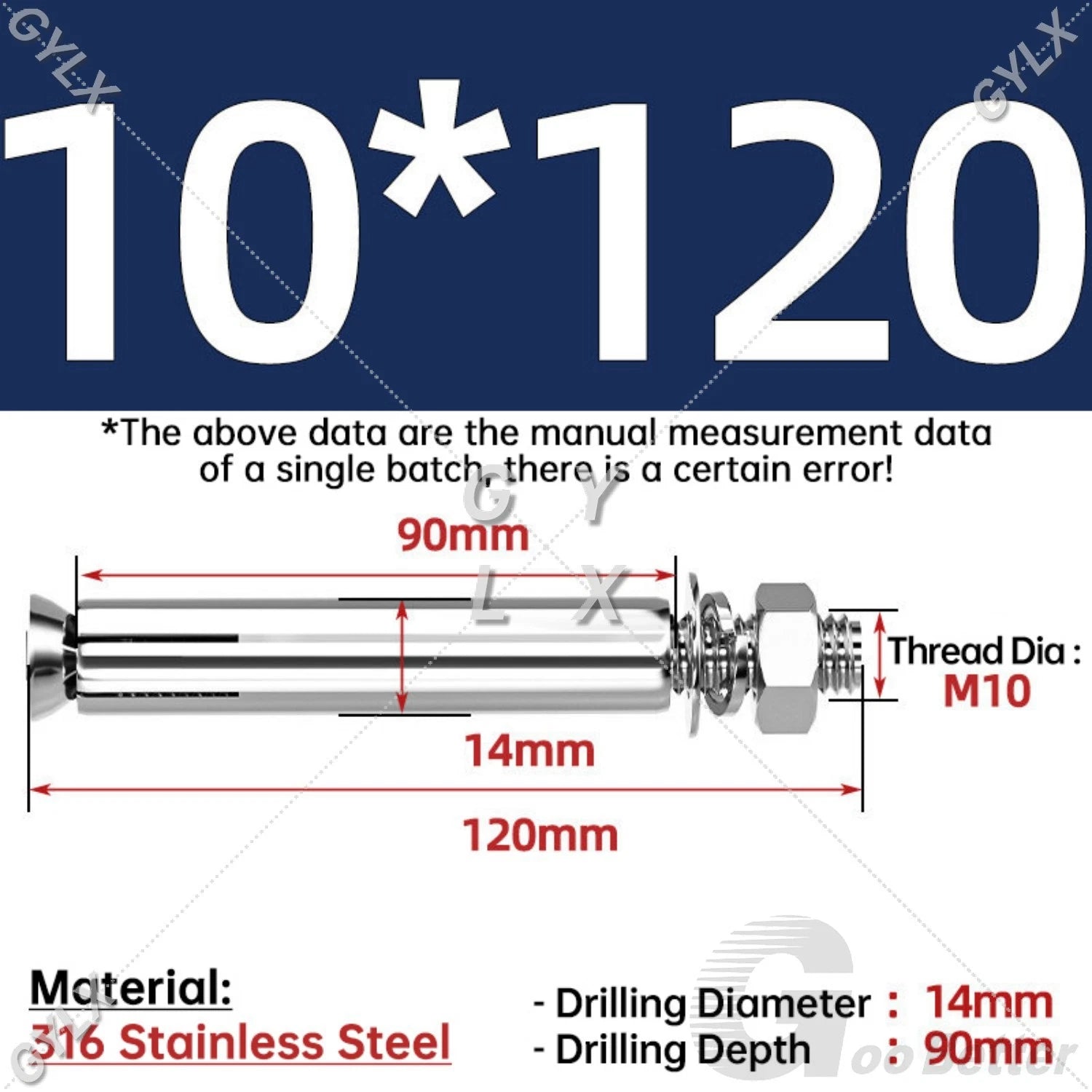 Concrete Expansion Bolts Wall Anchor Screws — M6 to M20 | Stainless Steel & Zinc Plated