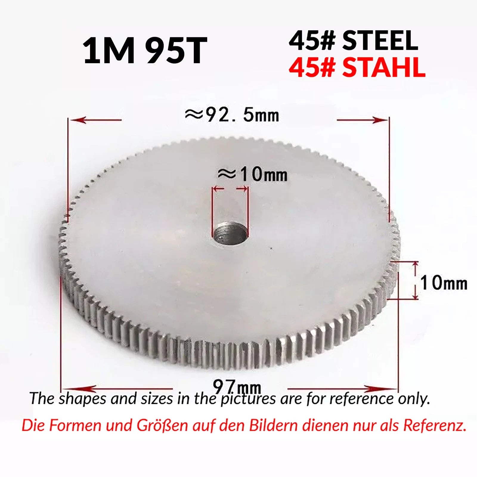 1/1.5/2 Mod 12T-150T Spur Gear 45# Steel Pinion Gear Thickn10-20mm Transmission