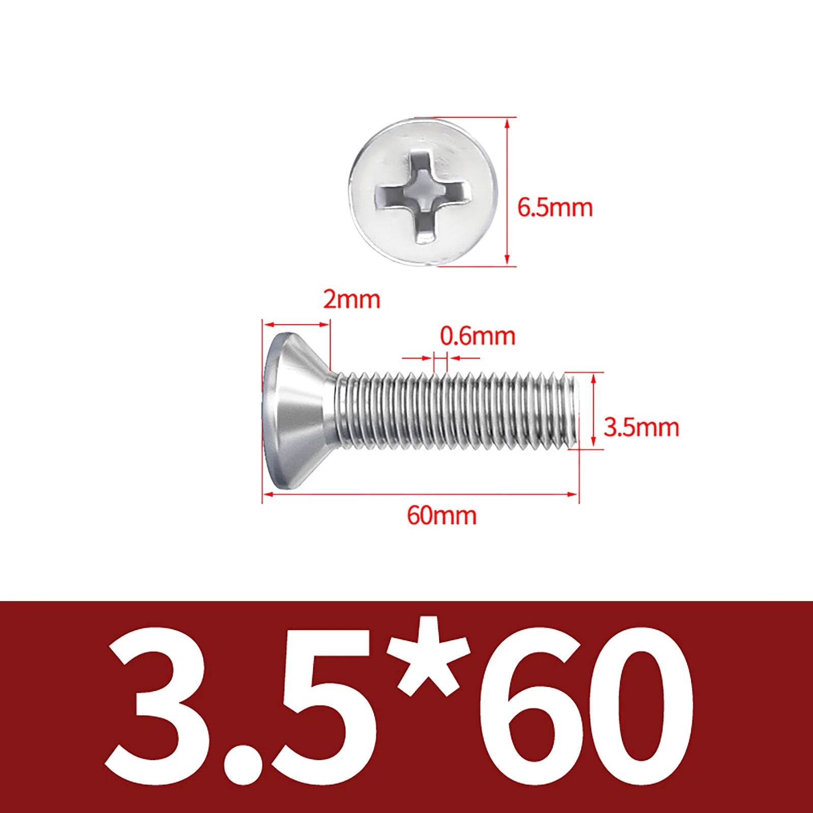 M3–M10 Phillips Countersunk Machine Screws – A2 Stainless Steel, Flat Head, Fully Threaded (3–100mm Overall Length)